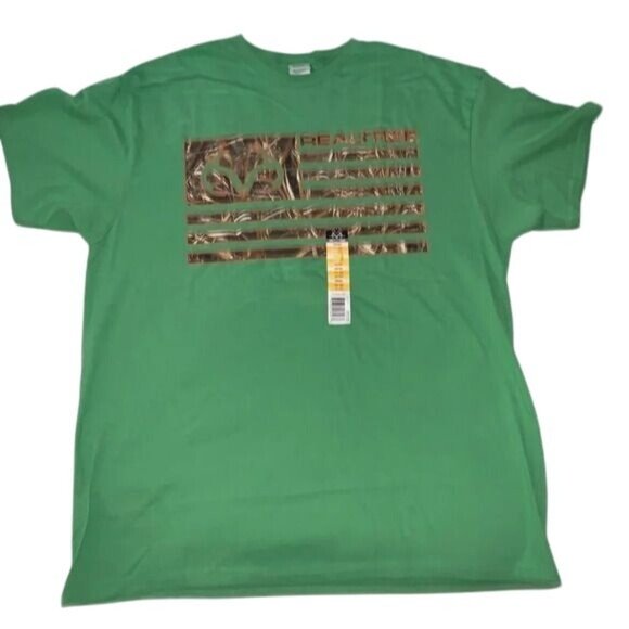 Realtree Mens Green Camouflage Flag Graphic T-Shirt Size XL - Picture 1 of 4